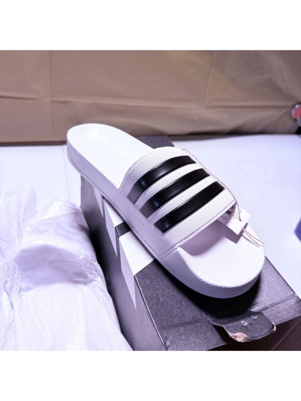Adidas Unisex Adilette Shower Slides White/Core Black/White US 11 NEW